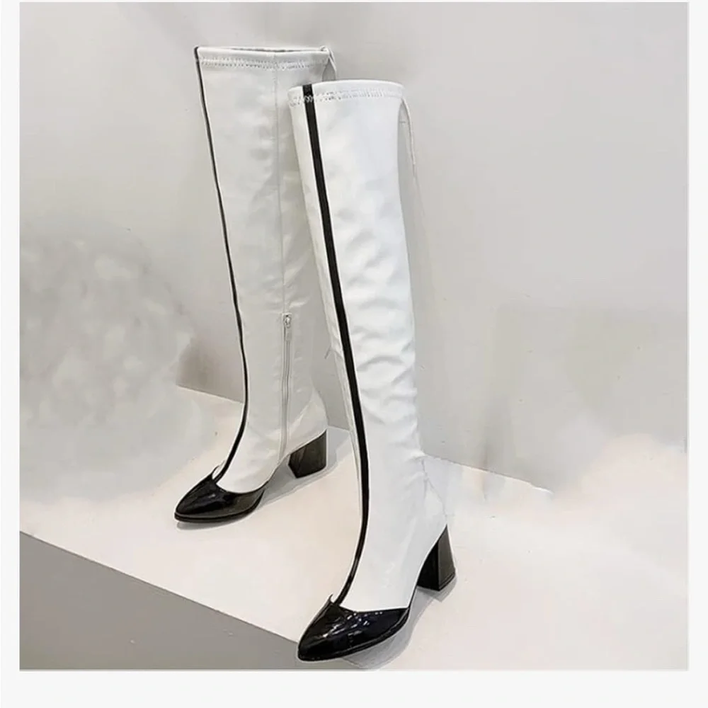NEW Lutalica OTK Over the Knee White & Black Thigh high Boots